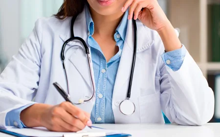 Врач сидит за столом